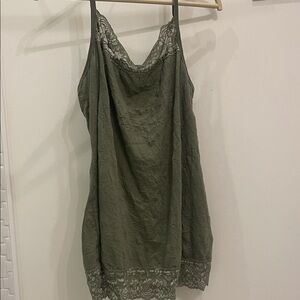 Vintage Maurices Olive Lace Trim Chemise